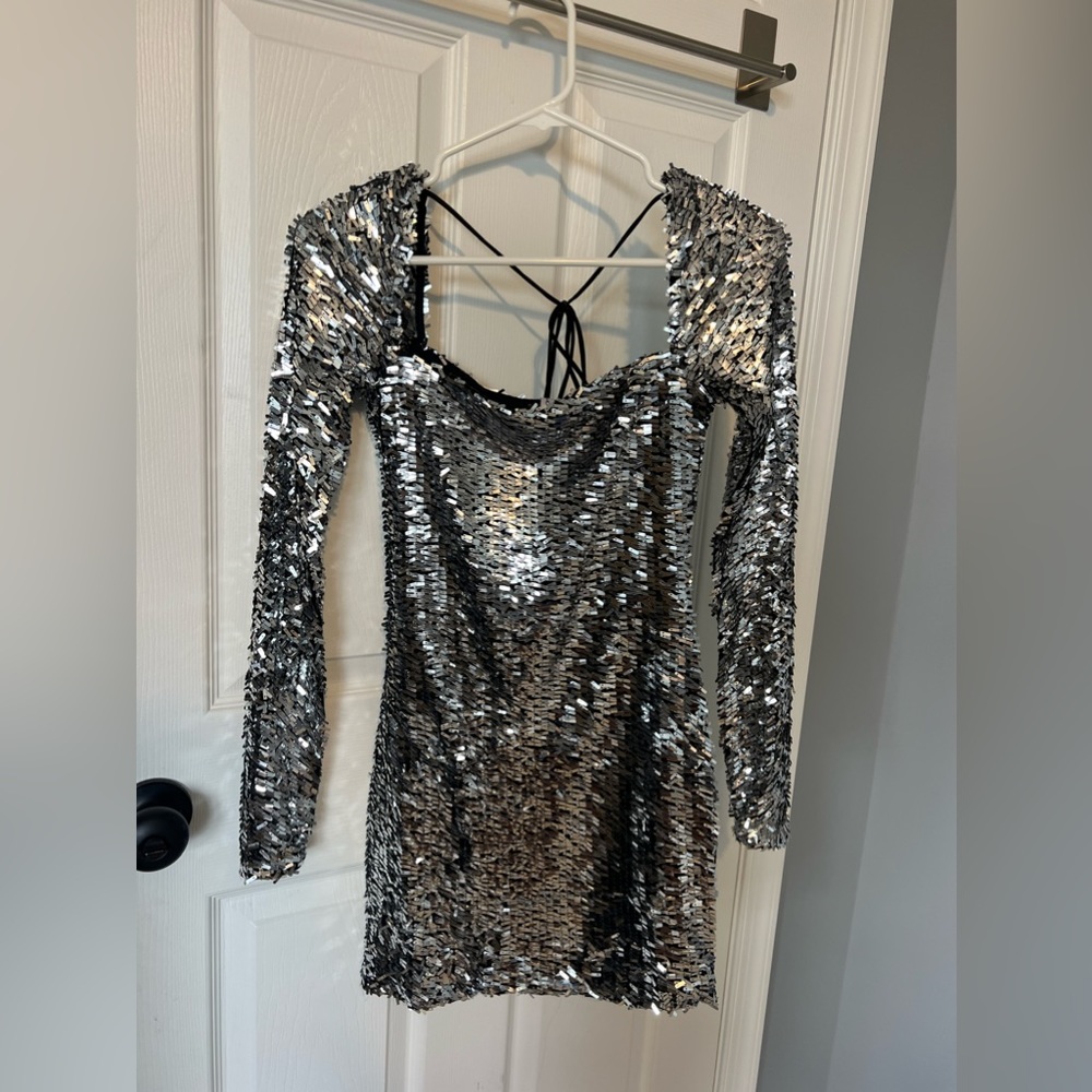 Lucy in the Sky silver sequin dress